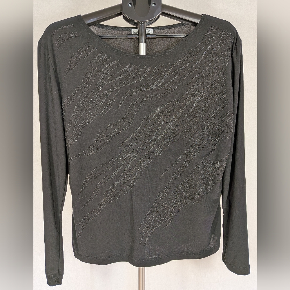 Beaded Black Long Sleeve Women's Top